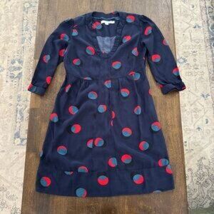 Boden‎ Mollie Tunic Scoop Neck Navy Blue Dot Printed Dress